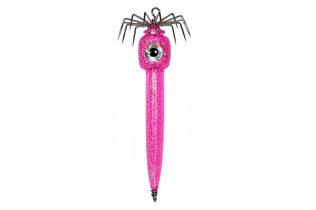 Squid Jig - Bright Pink with Silver Glitter